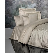 Afrodit AVM Çift Kişilik Jakarlı Saten Nev Takımı Demure Vizon