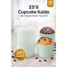 Party Express Cupcake Kalıbı & Kek Kapsülü & Muffin Kek Kalıbı & 25 Adet - Mint Yeşili Kek Kalıbı
