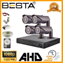 Alpotekno 2 MP 1080P 4 Kameralı Harddisk Dahil AHD Güvenlik Seti