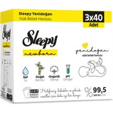 3 Adet Sleepy Natural Yenidoğan Islak Havlu 3 x 40'lı