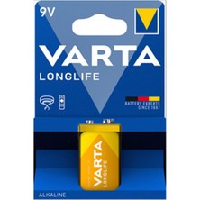 4 Adet Varta Longlife 9V Pil Tekli Paket (Alkalin)