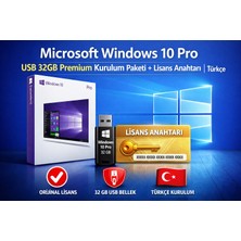 Microsoft Windows 10 Pro USB 32GB Premium Kurulum Paketi + Lisans Anahtarı | Türkçe