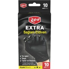 4 Adet Roll-Up Nitril Eldiven Ekstra Kalın Siyah 10'lu