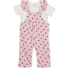 Hellobaby Kız Bebek Salopet-Tişört Düğmeli Bisiklet Yaka Kısa Kol Patiksiz