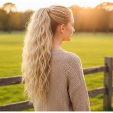 Esplendor Bağlamalı Kabarık Dalgalı At Kuyruğu / Balköpüğü Beyaz Platin Röfleli