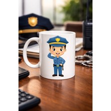 Karahanbey Polis Temalı Porselen Kupa Model 161 – Sevimli Polis Karakter Baskılı Kahve Kupası – Polis Meslek H