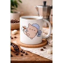 Karahanbey Sevimli Kahve Kedisi Tasarımlı Porselen Kupa Model 199 – Kahve Severlere Özel Eğlenceli Baskıl