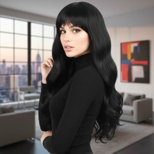 Esplendor Kahküllü Uzun Dalgalı Fiber Sen Peruk / Siyah