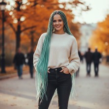 Esplendor Afrika Örgüsü ve Rasta Için Sen / Su Yeşili