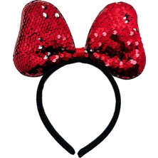 Esplendor Renk Değiştiren Pullu Payetli Fiyonk Parti Tacı Kırmızı Gümüş Renk 20X16 cm