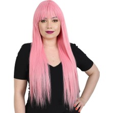 Esplendor Uzun Kahküllü Fiber Sen Peruk / Şeker Pembesi