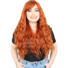 Esplendor Perçemli Uzun Su Dalgası Fiber Sen Peruk/ Bakır