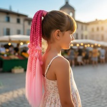 Esplendor Bn ve Düz Salaş Örgülü Simli Lastikli At Kuyruğu / ACM10