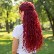 Esplendor Fiber Sen Kabarık Dalgalı Yarım Ay + 2 Yan Çıt Çıt / Kızıl