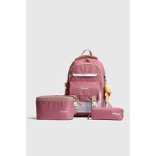 Relaxion RLX-1396 3'lü Set Çocuk Ilkokul Çantası Kalemlikli Beslenme Çantalı Sırt Çantası Gri