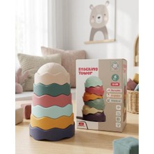 Farbu Oyuncak 6 Parça Renkli Top Kule Eğitici Denge ve Iç Içe Geçen Istifleme Oyuncağı