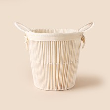 Simple Living Boho Style Çok Amaçlı Astarlı Hasır Sepet - Ekru -16 Lt