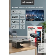 Alpsmart AS-585 Taşınabilir Android Projeksiyon, 180 Lümen, 1080P, 2.4/5.8 Ghz Wi-Fi + Bluetooth 5.2