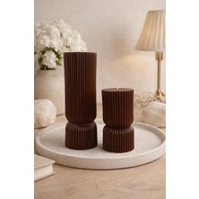 Atelier Lumira Çizgili Sütun 2'li Set Dekoratif Mum