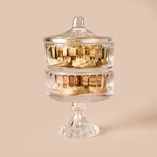 Alegre Glass Ayaklı Kapaklı Pupa Kurabiyelik - Şeffaf - 14X21 cm