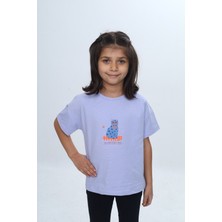 Toontoy Kız Çocuk Baskılı Bisiklet Yaka Kısa Kollu Tişört 24979