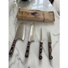 Alpeva 4 Lü Şef Seti, Chef Bıçak Takımı, Hasır Çantalı Şef