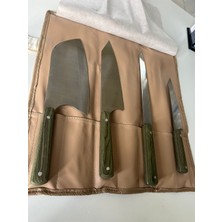 Alpeva 4 Lü Şef Seti, Chef Bıçak Takımı, Hasır Çantalı Şef