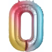 Party Express 34" Folyo Rakam 76CM "0" Gökkuşağı / Rainbow