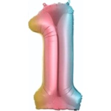 Party Express 34" Folyo Rakam 76CM "1" Gökkuşağı / Rainbow