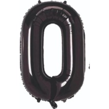 Party Express 34" Folyo Rakam 76CM "0" Siyah / Black