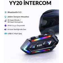 Moxti YY20 5.3 Motosiklet Kask Kulaklık Intercom Işıklı Motorsiklet Interkom