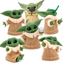 Mobgift Baby Yoda Görünümlü 3D Mini Figür Biblo Seti 6 ' Lı