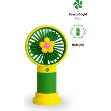 Metaforce Mini Fan Şarjlı Soğutucu Taşınabilir El Vantilatörü Telefon Standı Çiçekli USB Mini Fan Hediyelik
