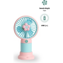 Metaforce Mini Fan Şarjlı Soğutucu Taşınabilir El Vantilatörü Telefon Standı Çiçekli USB Mini Fan Hediyelik