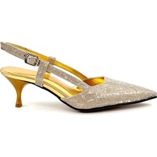 Desire Gold Parlak Abiye Topuklu Ayakkabı