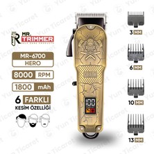 Mr. Trimmer MR-6700 Detailer Şarj Göstergeli 6 Kademeli 8000 Rpm 1800 Mah Saç Sakal  Erkek Bakım Tıraş Makinesi
