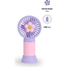 Metaforce Mini Fan Şarjlı Soğutucu Taşınabilir El Vantilatörü Telefon Standı Çiçekli USB Mini Fan Hediyelik