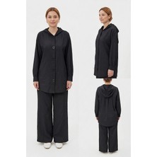Lale Butik Çıt Çıt Detay Pantolon Takım 19534 Siyah