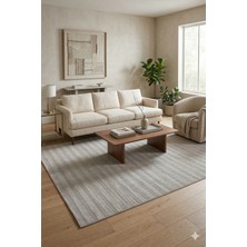 Çerkez Halı Ciao Collection Modern Çizgili Kolay Temizlenebilir Minimal  Salon (Çok Amaçlı) Halı Gri-A