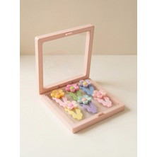 Katia & Bony Kız Çocuk 6'lı Çiçek Aksesuarlı Plastik Kutulu Toka Seti Açık Pembe