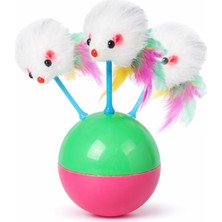 Petdost Renkli Tüylü Hacıyatmaz Fareli Kedi Oyuncağı