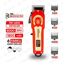 Mr. Trimmer MR-4800 Detailer Şarj Göstergeli 6 Kademeli 8000 Rpm 1800 Mah Saç Sakal  Erkek Bakım Tıraş Makinesi