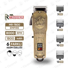 Mr. Trimmer MR-7800 Detailer Şarj Göstergeli 6 Kademeli 8000 Rpm 1800 Mah Saç Sakal  Erkek Bakım Tıraş Makinesi