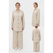 Lale Butik Çıt Çıt Detay Pantolon Takım 19534 Bej