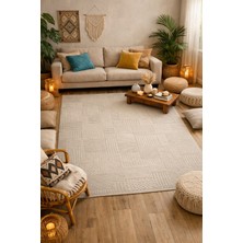 Çerkez Halı Ciao Collection Modern Çizgili Kolay Temizlenebilir Minimal  Salon (Çok Amaçlı) Halı Beyaz