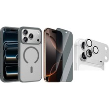 Vendas iPhone 17 Pro Max Kılıf M-safe Şarj Özellikli Zore Babet Kapak + Kamera Lens + Hayalet Ekran Koruyucu