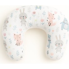 Jaju Baby Gri Tavşan Desenli Emzirme Yastığı – %100 Pamuklu, Yumuşak Dokulu, Yıkanabilir Kılıf