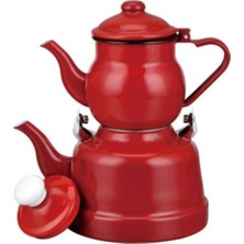 Ebru Emaye Çaydanlık Takımı 11/16 Kırmızı