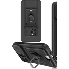 Iphone 15 Pro Kılıf Zuma Kartvizitli Yüzüklü Silikon - Siyah