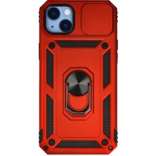 Iphone 14 Plus Kılıf Pars Lens Yüzüklü Silikon - Kırmızı